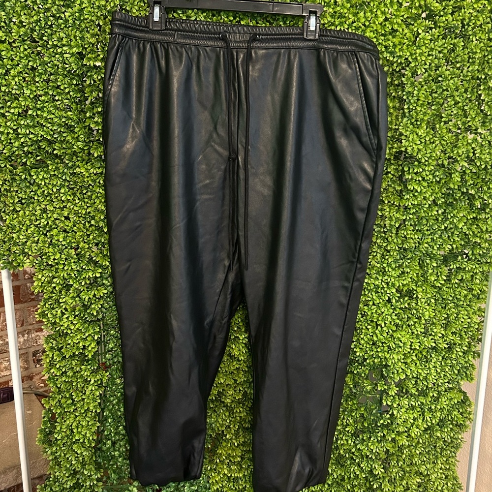 Black Pleather Joggers